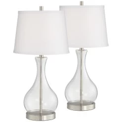 Set Of 2 Glass Vase Clear Finish 24 Inch Table Lamp By Pacific Coast Lighting