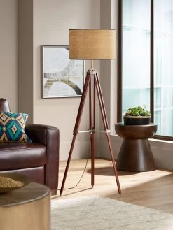 Tripod Wooden Floor Lamp